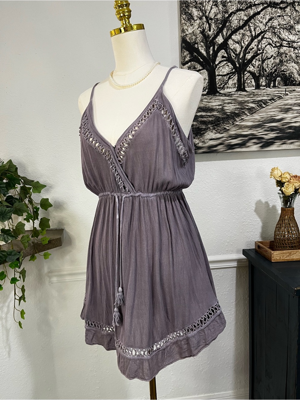 raya sun Lavender Grey Crochet-Trim Swim Coverup Dress - Picture 11 of 13